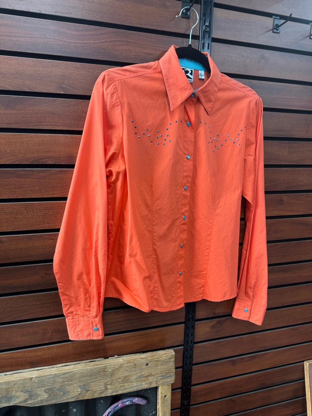 Rockies Women's Orange Button-Down Shirt with Stud Accents